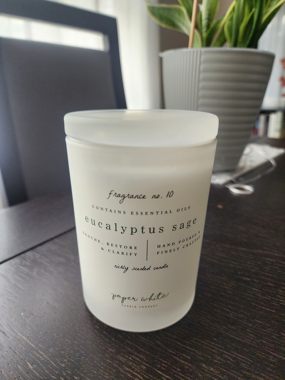 Paper White Eucalyptus Sage Scented Jar Candle 8.8oz